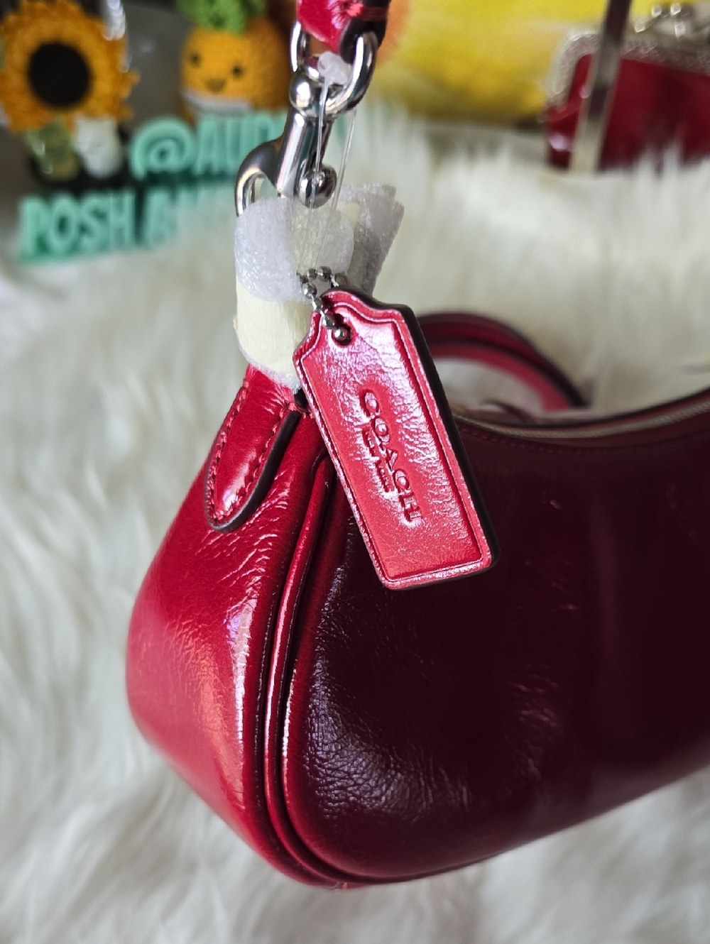 Coach NWT Ashton Mini Red Leather Buckle-Front Crossbody Bag Or Clutch So Cute - Picture 10 of 16